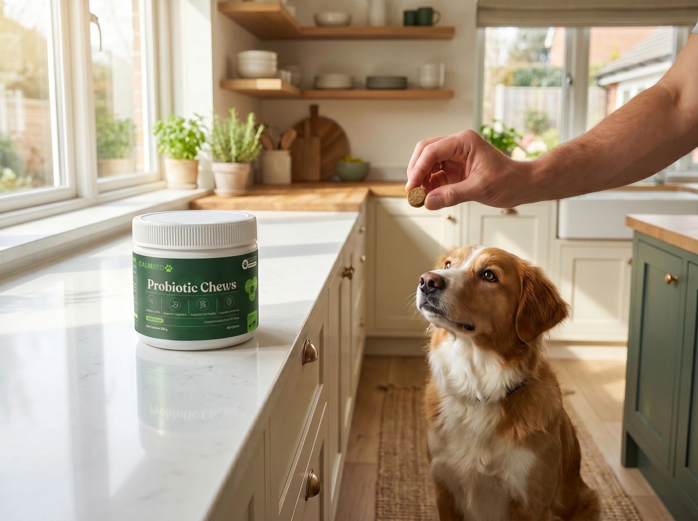 Probiotisk tuggis ges till hund